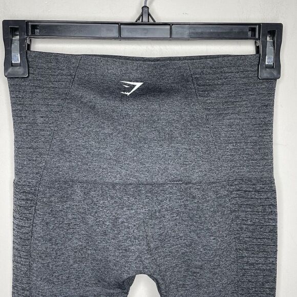 GYMSHARK Leggings Womens XS Crop High Waisted DRY Seamless Gray Athletic Workout - Picture 7 of 10
